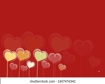 Colorful abstract hearts in beautiful style. Vector illustration postcard. Design template greeting card. Love heart vector icon. Modern greeting card template for decorative design
