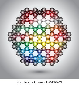 Colorful abstract hexagon lights