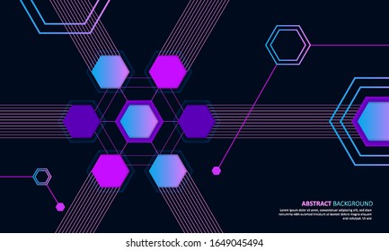 Colorful abstract hexagon minimalistic line background. Geometric design template. Vector illustration