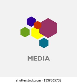 Colorful Abstract hexagon Vector Logo. Icon Symbol for Media