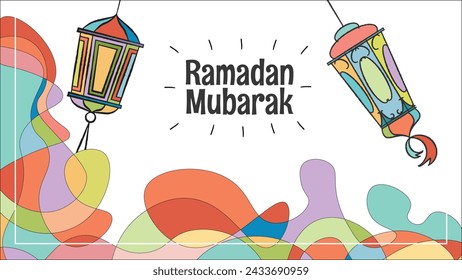 Colorful abstract horizontal ramadan banner