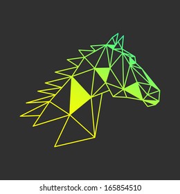 Colorful abstract horse head triangle shapes