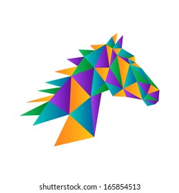 Colorful abstract horse head triangle shapes