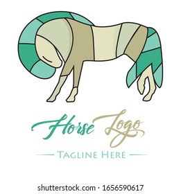 Colorful abstract horse logo vector illustration with dummy text on white background.