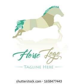 Colorful abstract horse logo vector illustration with dummy text on white background.