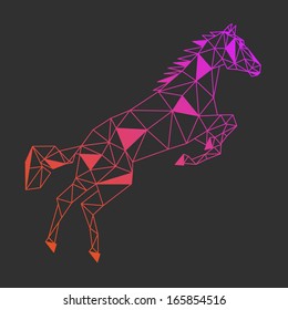 Colorful abstract horse triangle shapes