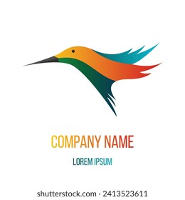 Colorful Abstract Humming Bird Head Logo. Nature and animals concept vector