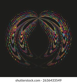 Colorful abstract icon. Psychedelic swirl form. Vector optical shape. Vivid curved symbol.