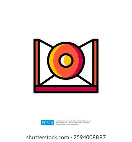 Colorful Abstract Icon With Round Shape In Layers Creating A Vibrant Graphic Design Representation