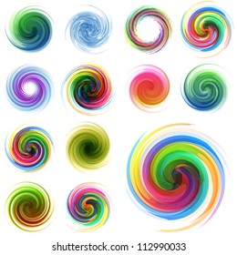 Colorful abstract icon set. Dynamic flow illustration. Swirl collection.