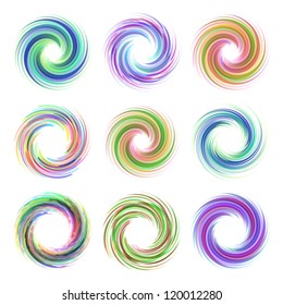 Colorful abstract icon set. Dynamic flow illustration. Swirl collection.