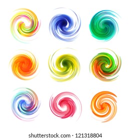 Colorful abstract icon set. Dynamic flow illustration. Swirl collection.