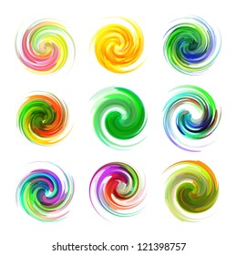 Colorful abstract icon set. Dynamic flow illustration. Swirl collection.
