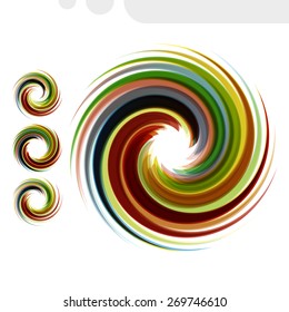 Conjunto de iconos abstractos coloridos. Ilustración dinámica de flujo. Colección Swirl.