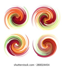 Colorful abstract icon set. Dynamic flow illustration. Swirl collection.