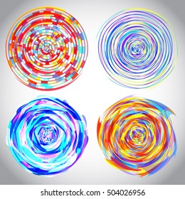 Colorful abstract icon set. Dynamic flow illustration. Swirl collection. Design elements set