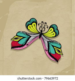colorful abstract illustration of butterfly, Retro butterfly design