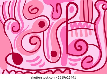 Colorful abstract illustration featuring dynamic tribal patterns