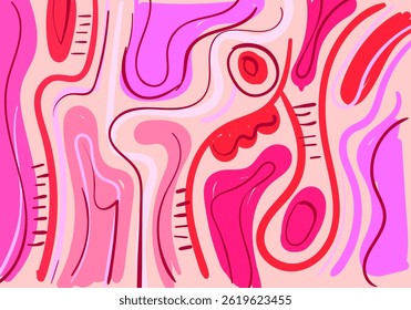 Colorful abstract illustration featuring dynamic tribal patterns