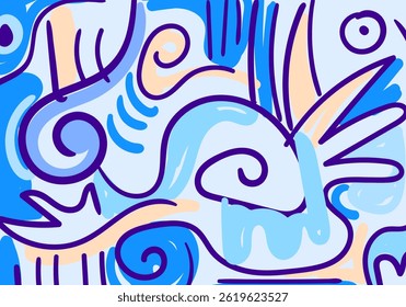 Colorful abstract illustration featuring dynamic tribal patterns