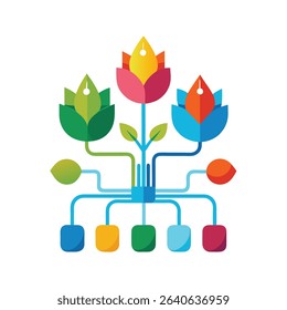 Colorful abstract illustration representing creative connections and flowery artistic growth