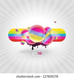 Colorful abstract illustration with spheres  and liquid