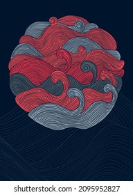 colorful abstract illustration of waves in round form
