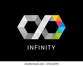 Colorful abstract infinity, endless symbol and icon, modern clean style