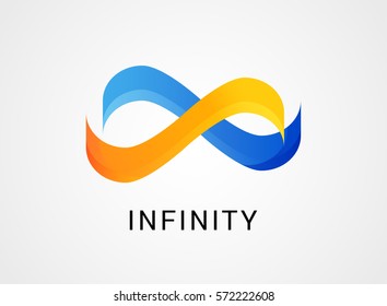 Colorful abstract infinity, endless symbol and icon, modern clean style