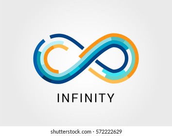 Colorful abstract infinity, endless symbol and icon, modern clean style
