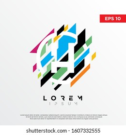 colorful abstract initial letter h logo. modern icon, template design