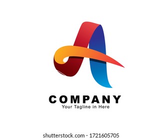 colorful abstract A initial logo design inspiration