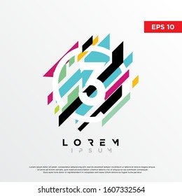 colorful abstract initial number 3 logo. modern icon, template design