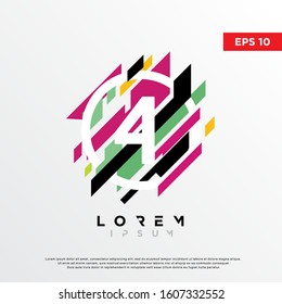 colorful abstract initial number 4 logo. modern icon, template design