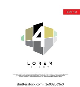 colorful abstract initial number 4 logo. modern icon, template design