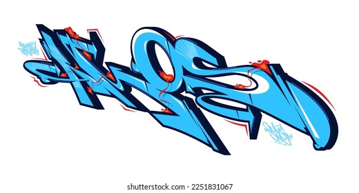 Colorful Abstract Isolated Graffiti Street Art Style Word Amos Lettering Vector Illustration Template