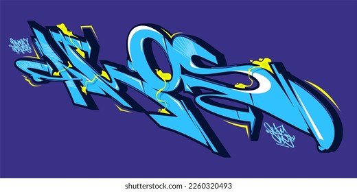 Colorful Abstract Isolated Graffiti Street Art Style Word Amos Lettering Vector Illustration Template