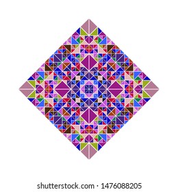 Colorful abstract isolated ornate triangular mosaic square polygon - squared geometrical geometric vector element