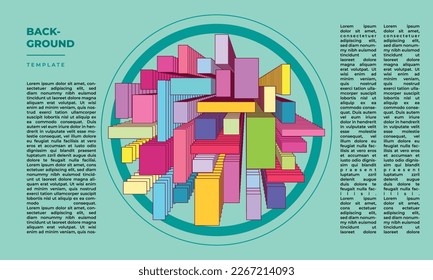 Farbige abstrakte isometrische quadratische Hintergrund-Vorlage Kopienraum für Kunstposter, Banner, Landing-Page, Visitenkarte oder Präsentationsseite
