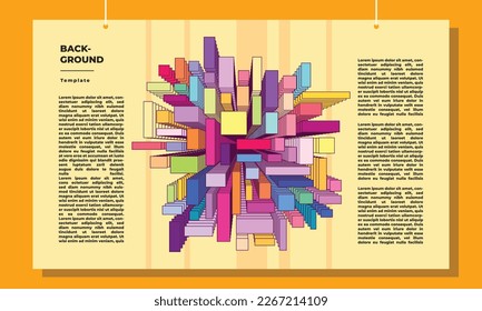 Colorful abstract isometric square layer background template copy space for art poster, banner, landing page, business card, or presentation page