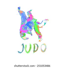 Colorful Abstract Judo Throw Logo Vector Illustration