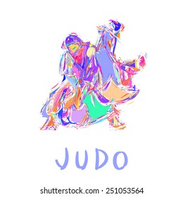 Colorful Abstract Judo Throw Logo Vector Illustration