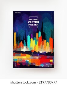 Colorful, Abstract Landscape Of The Night City. For Banners, Posters, Flyers, Covers, Postcards.