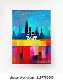 Colorful, Abstract Landscape Of The Night City. For Banners, Posters, Flyers, Covers, Postcards.