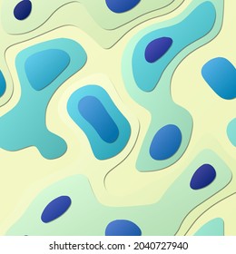 Colorful abstract layers. Papercut style background. Vibrant 3D topography shapes. Beautiful banner, poster, brochure, template, flyer design. Awesome vector illustration.