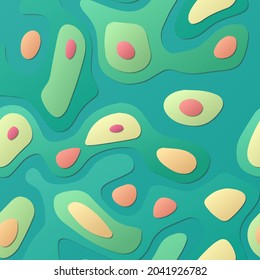 Colorful abstract layers. Papercut style background. Vibrant 3d topography shapes. Astonishing banner, poster, brochure, template, flyer design. Powerful vector illustration.