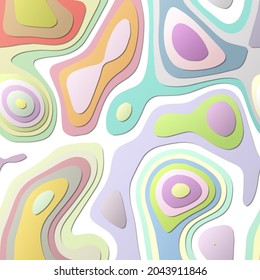 Colorful abstract layers. Papercut style background. Vibrant 3D topography shapes. Captivating banner, poster, brochure, template, flyer design. Astonishing vector illustration.