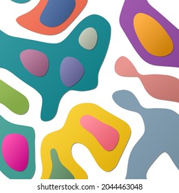 Colorful abstract layers. Papercut style background. Vibrant 3d topography shapes. Awesome banner, poster, brochure, template, flyer design. Neat vector illustration.