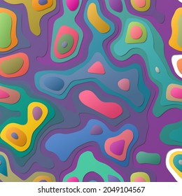 Colorful abstract layers. Papercut style background. Vibrant 3D topography shapes. Amazing banner, poster, brochure, template, flyer design. Superb vector illustration.