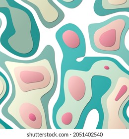 Colorful abstract layers. Papercut style background. Vibrant 3d topography shapes. Beautiful banner, poster, brochure, template, flyer design. Powerful vector illustration.